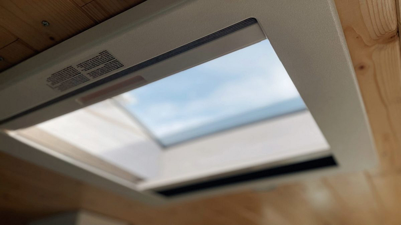 Dometic Mini Heki roof window. Build a campervan with this Easy to install roof hatch