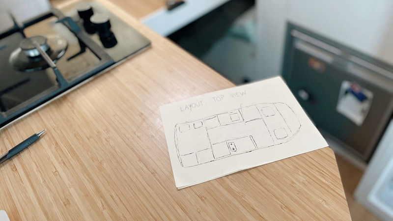 Van Build design drawn on paper