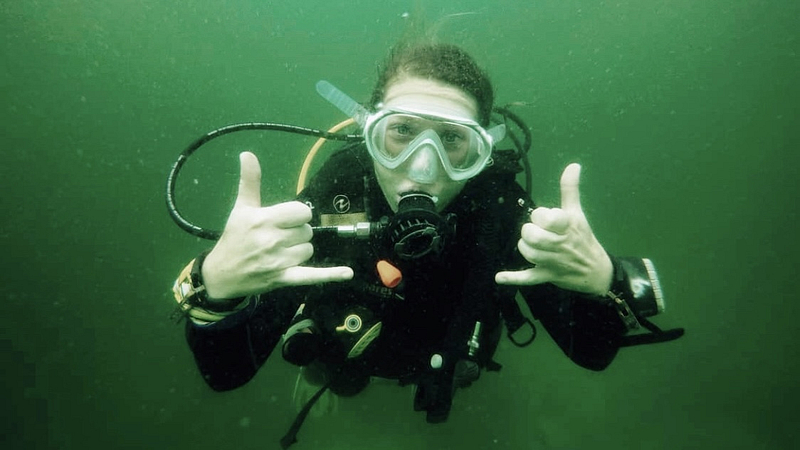 Denise diving in Indonesia