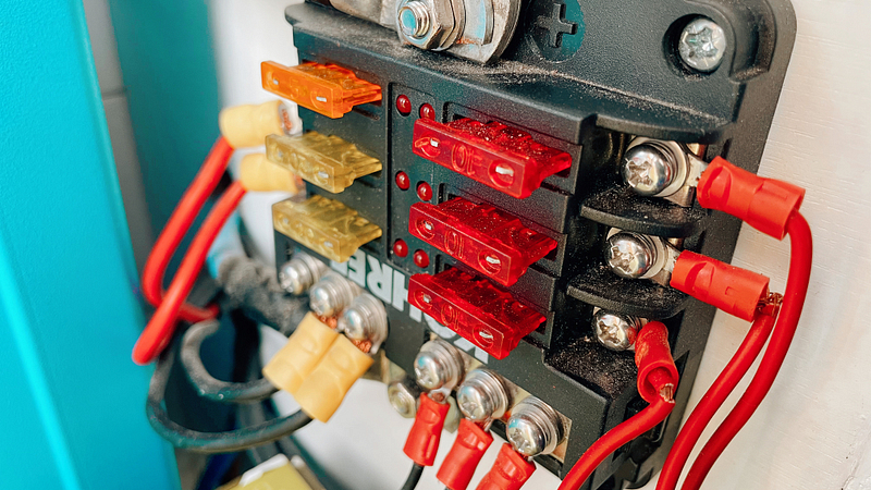 A fuse box is essential for campervan safety to prevent electrical damage.