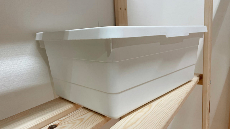Plastic box from Ikea for storage